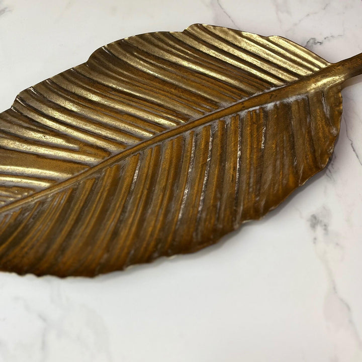 Gold Large Leaf Dish - 45cm Long