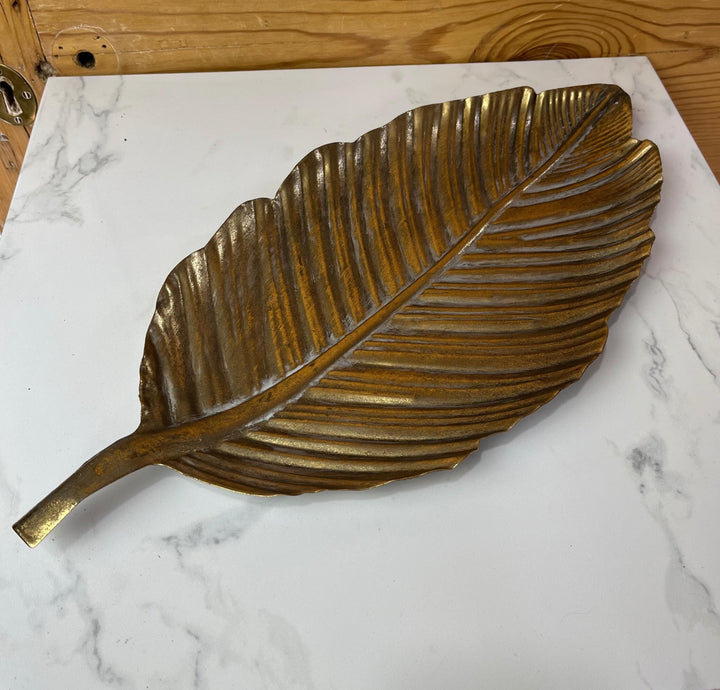 Gold Large Leaf Dish - 45cm Long