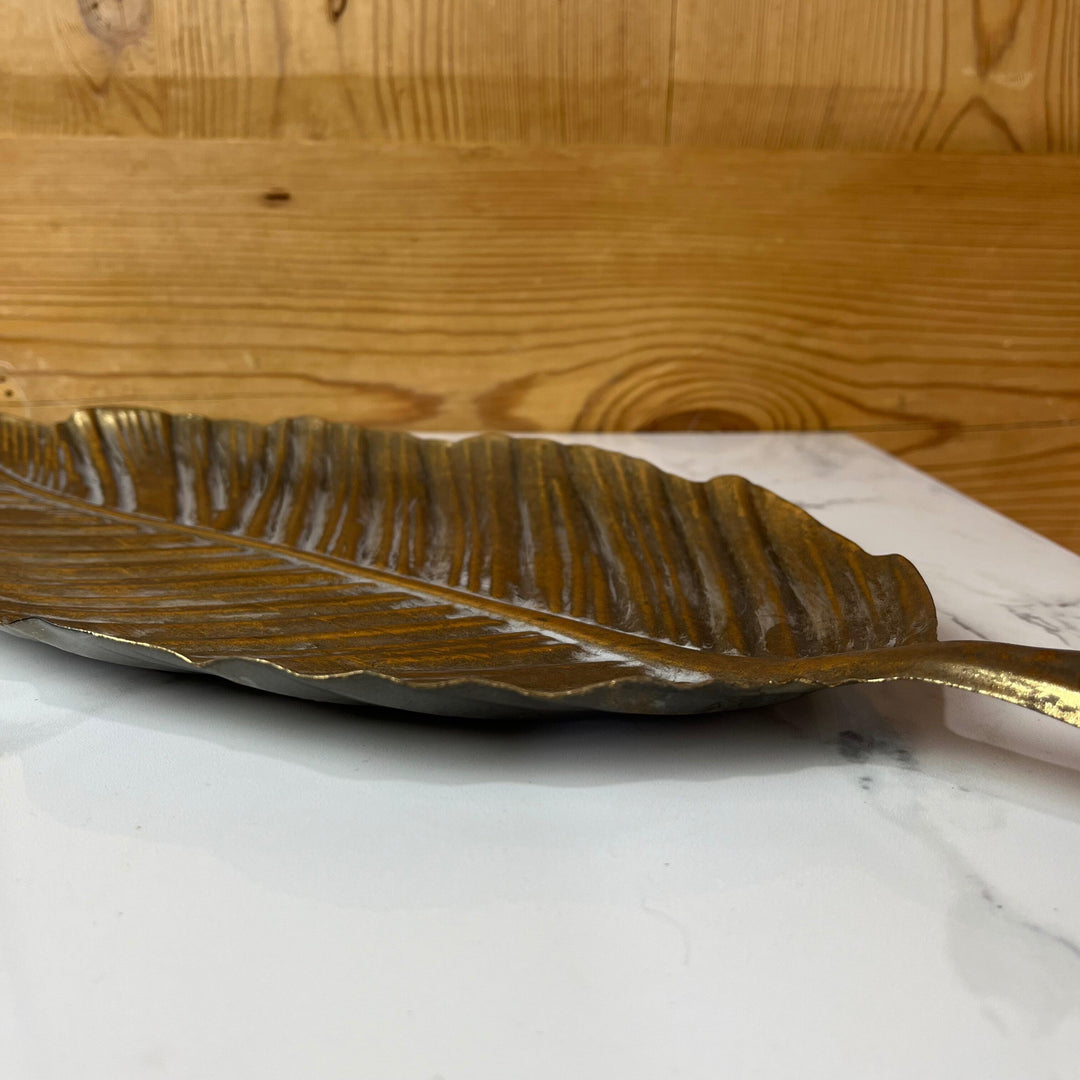 Gold Large Leaf Dish - 45cm Long
