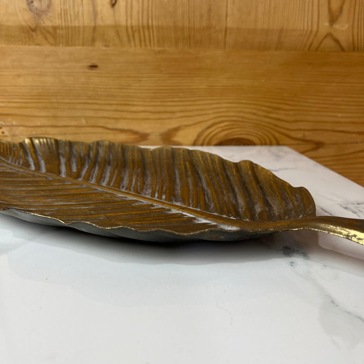 Gold Large Leaf Dish - 45cm Long