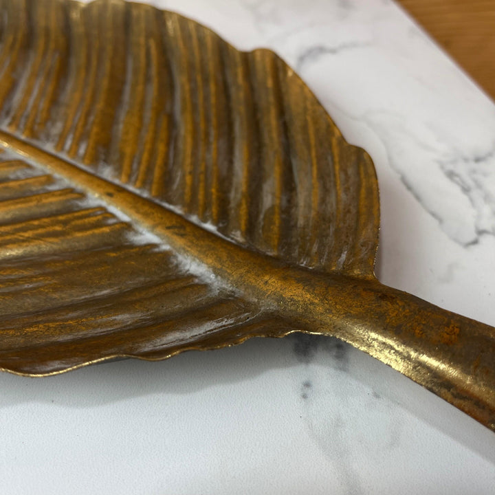Gold Large Leaf Dish - 45cm Long