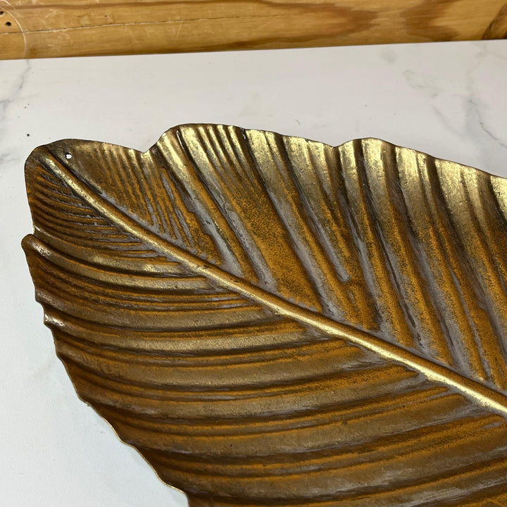 Gold Large Leaf Dish - 45cm Long