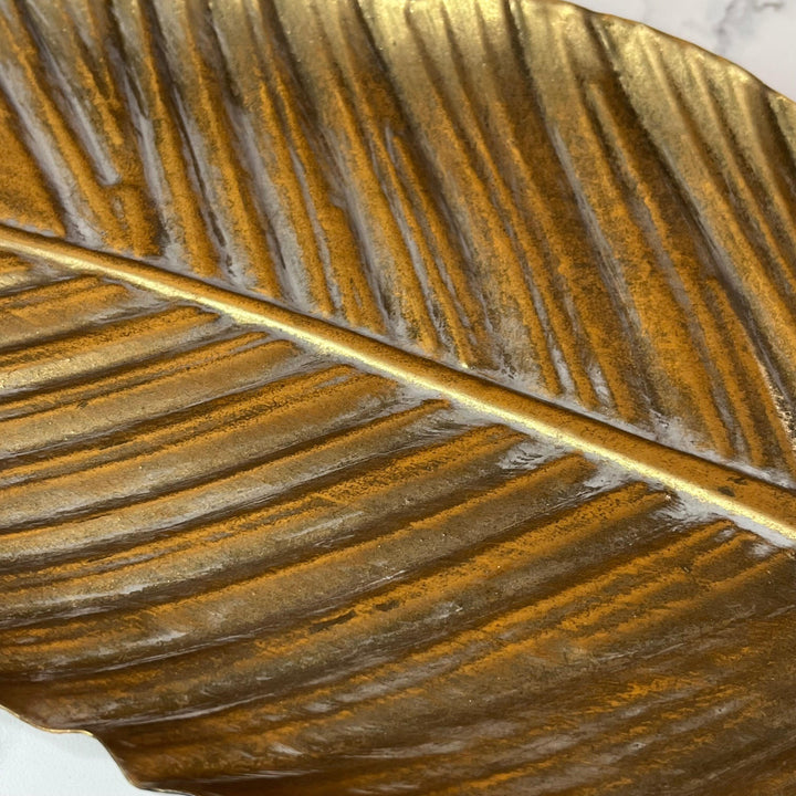Gold Large Leaf Dish - 45cm Long