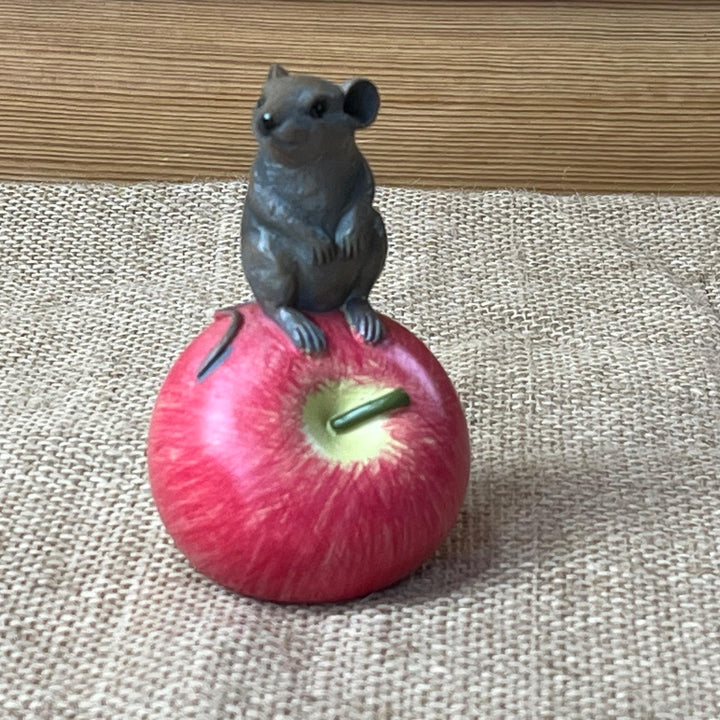 Country Mouse on Apple Ornament
