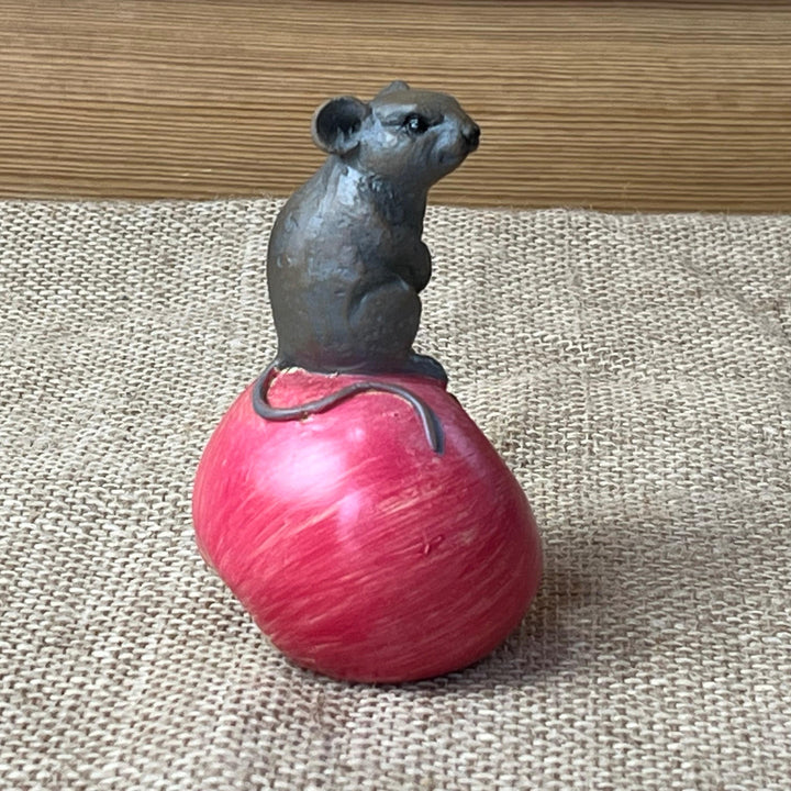 Country Mouse on Apple Ornament