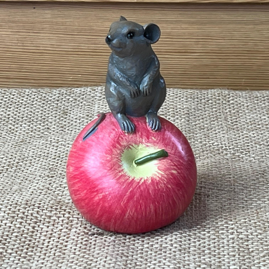 Country Mouse on Apple Ornament