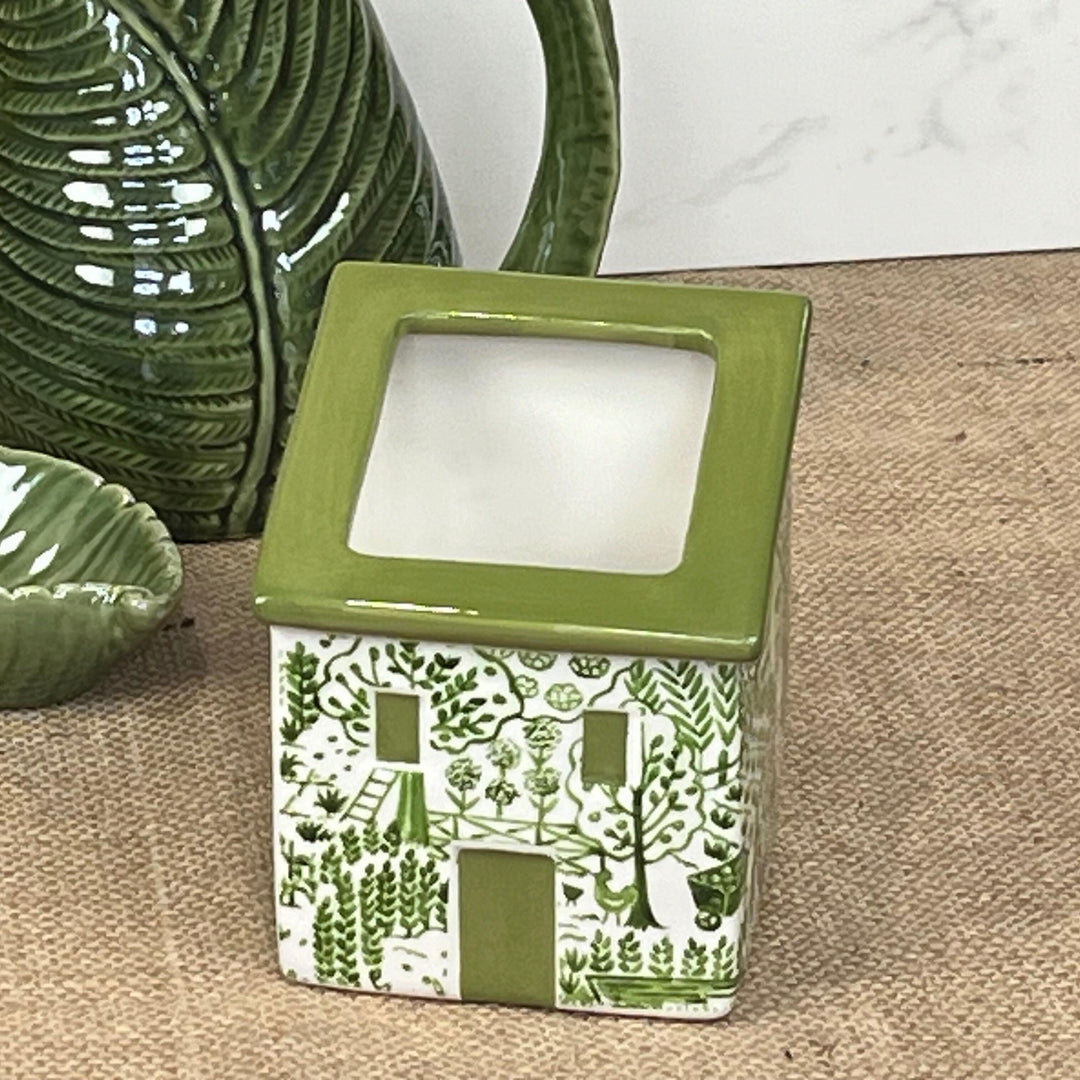 Green Ceramic House Planter