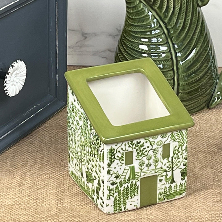 Green Ceramic House Planter