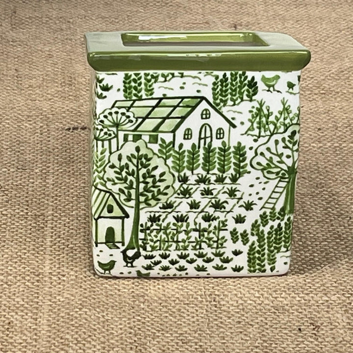 Green Ceramic House Planter