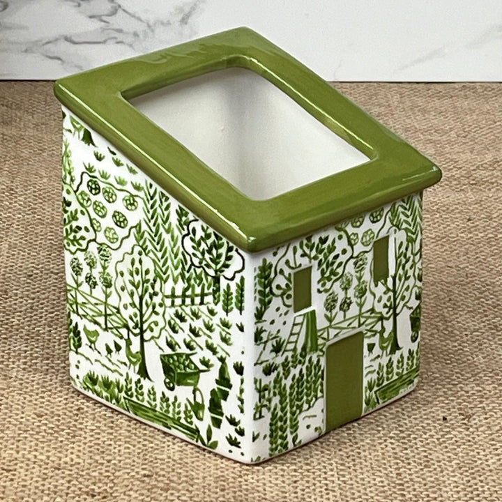 Green Ceramic House Planter