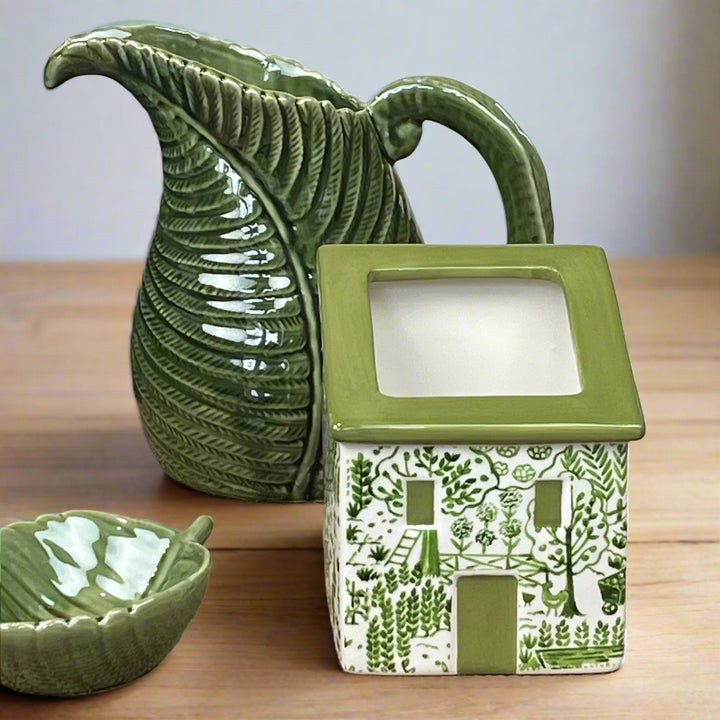 Green Ceramic House Planter