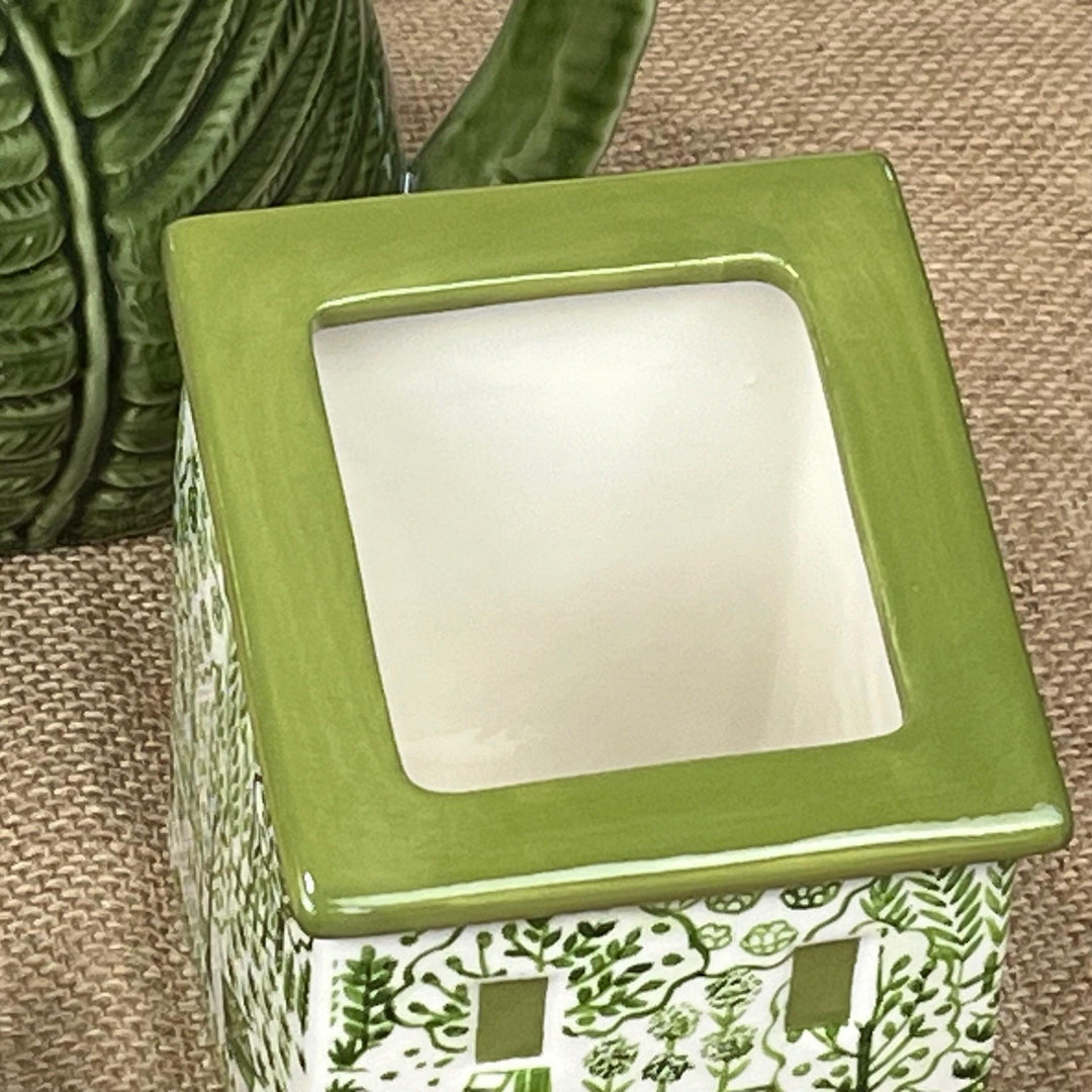 Green Ceramic House Planter