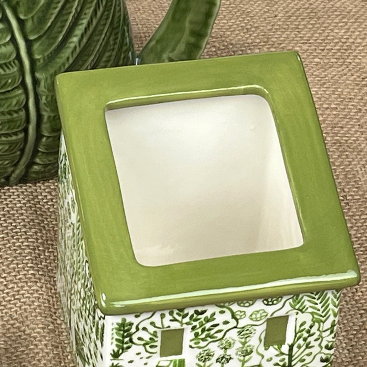 Green Ceramic House Planter