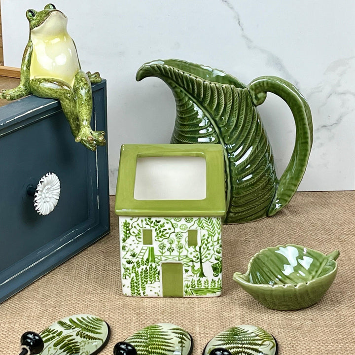 Green Ceramic House Planter