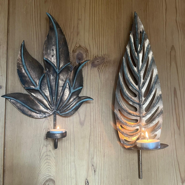 Antique Leaf Wall Mounted Candle Holder
