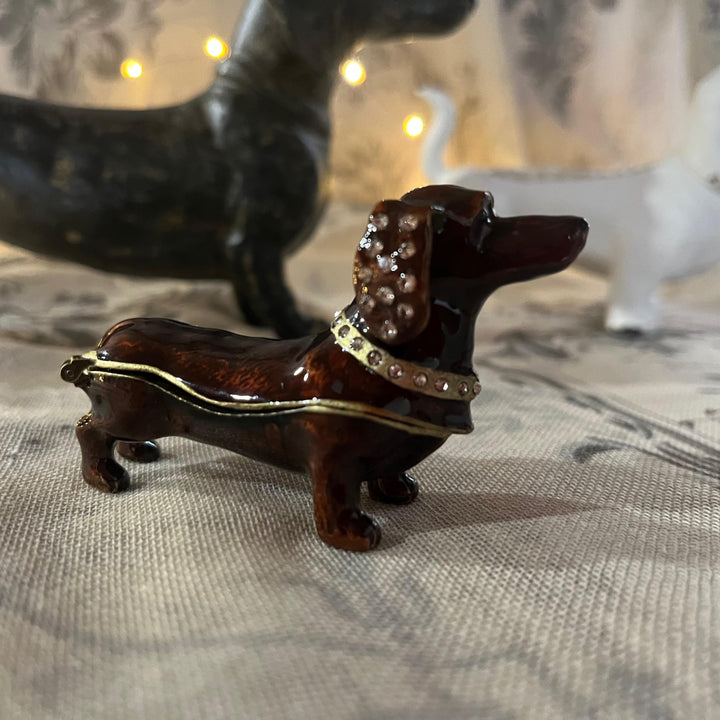 Diamante Dachshund Trinket Box