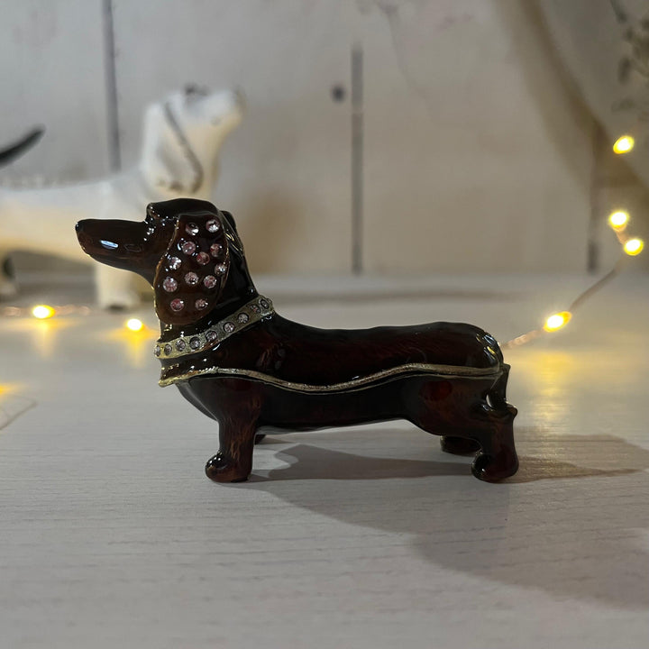 Diamante Dachshund Trinket Box