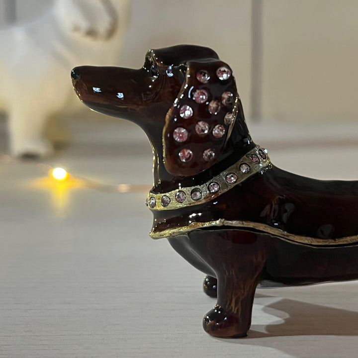 Diamante Dachshund Trinket Box
