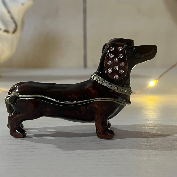 Diamante Dachshund Trinket Box