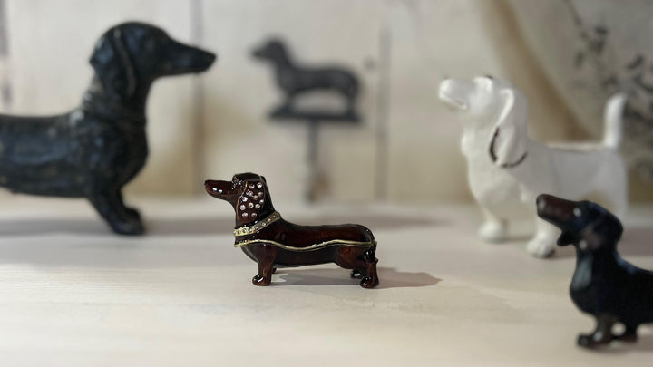Diamante Dachshund Trinket Box