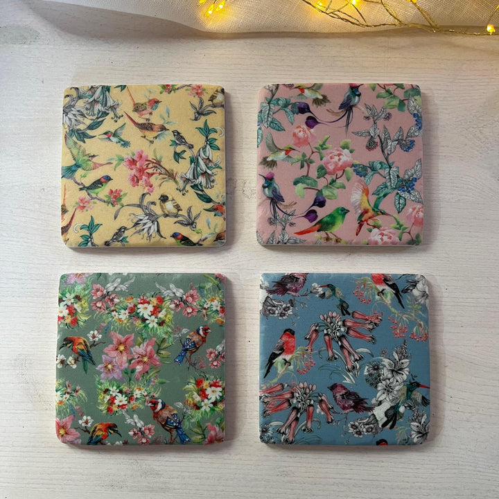 Botanical Birds Coasters - Set of 4