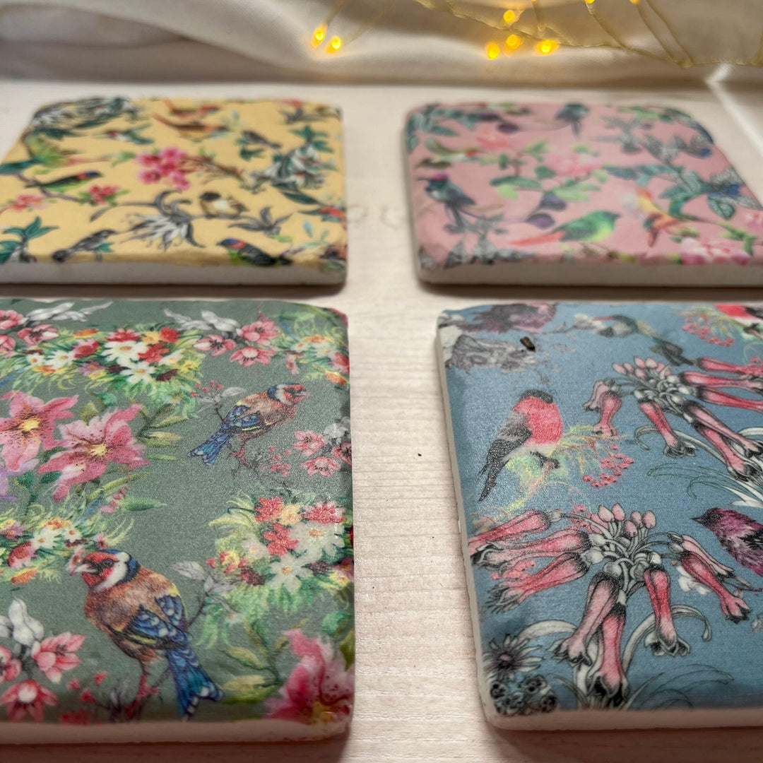 Botanical Birds Coasters - Set of 4