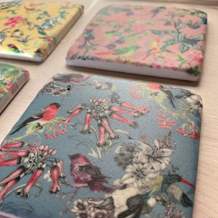 Botanical Birds Coasters - Set of 4