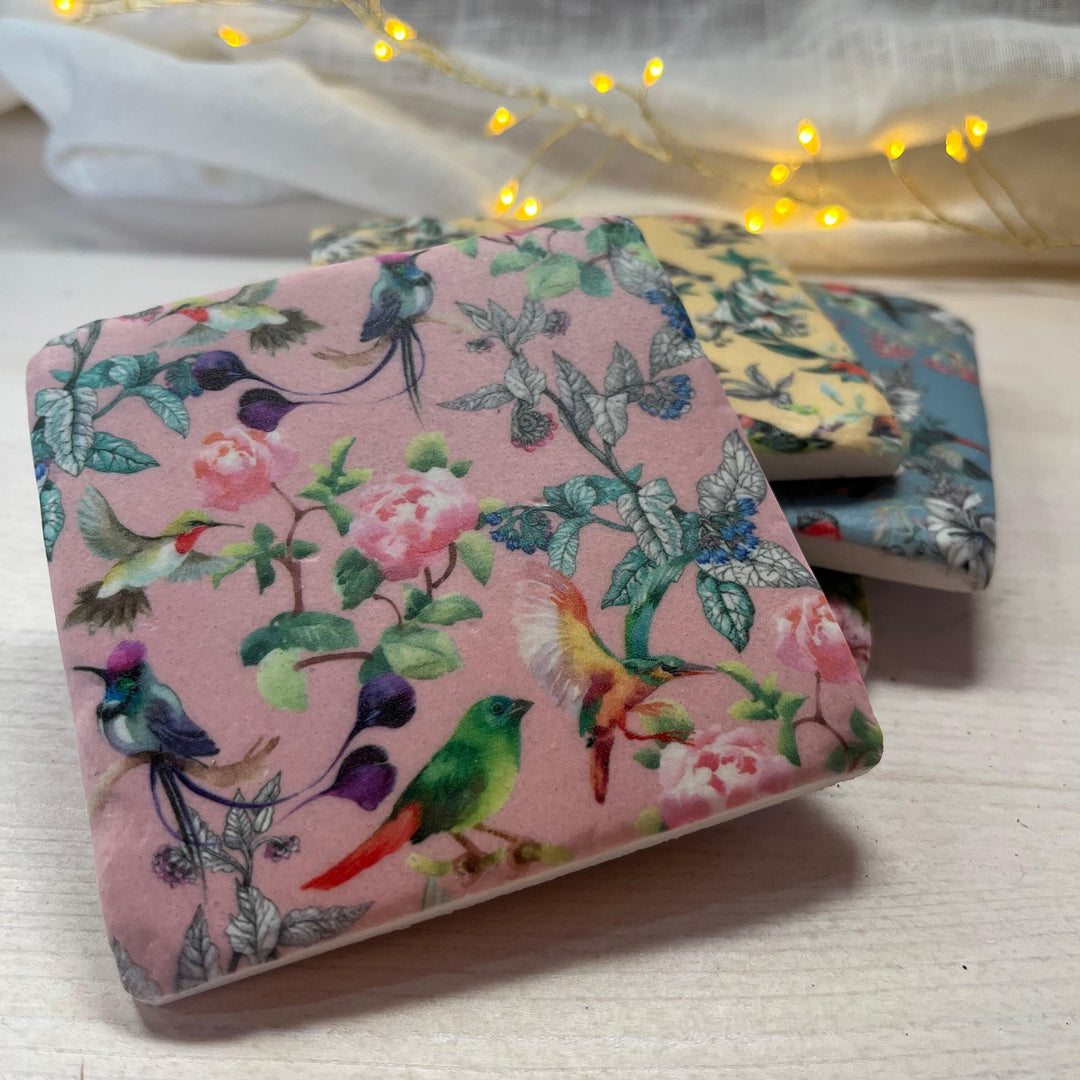 Botanical Birds Coasters - Set of 4