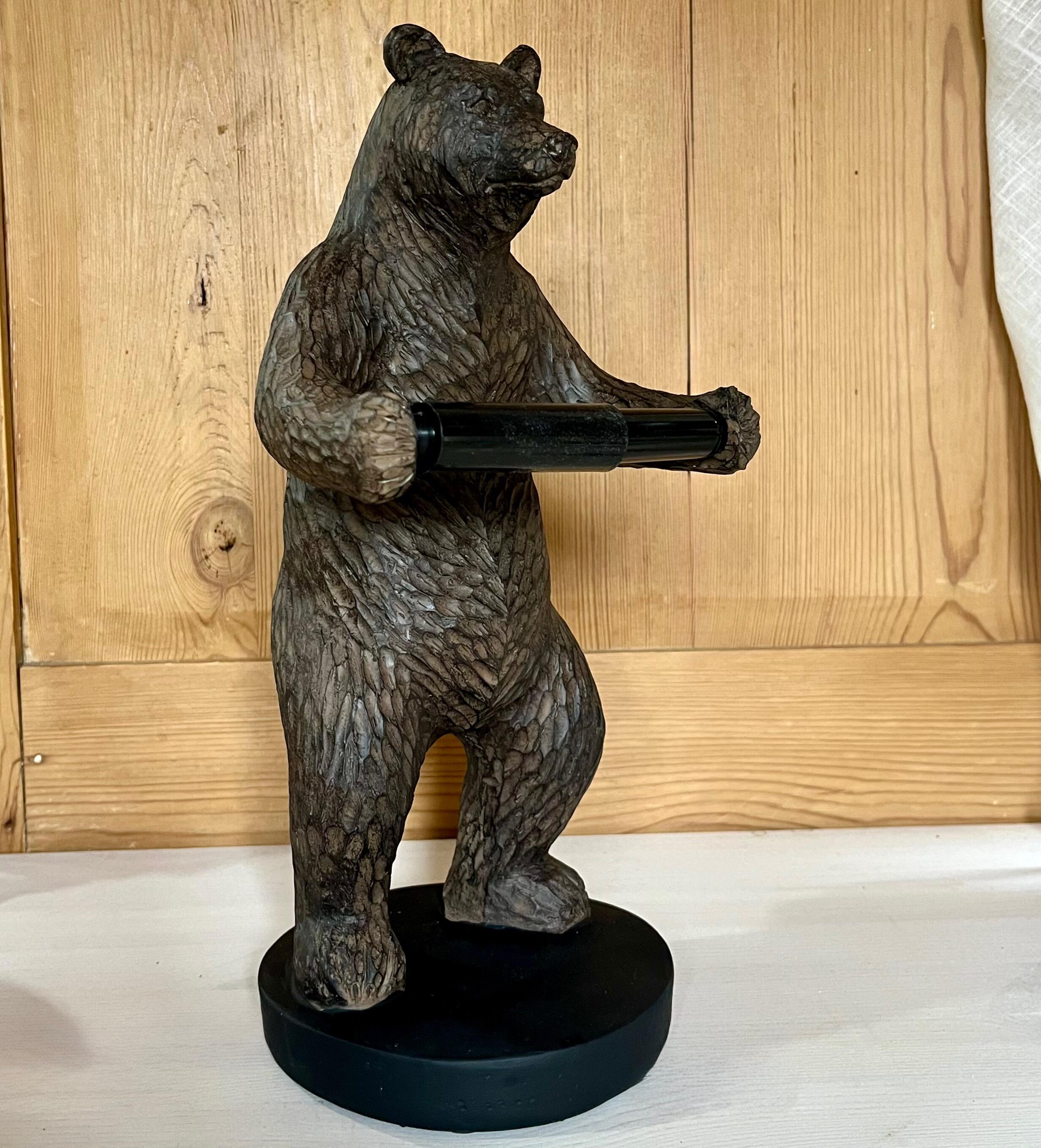 Ebros Toilettenpapierhalter Bären-Skulptur - 34,3 Cm Hoch, Aus Polyresin, Handbemalt, Rustikale Dekoration Für Bad Oder Hütte