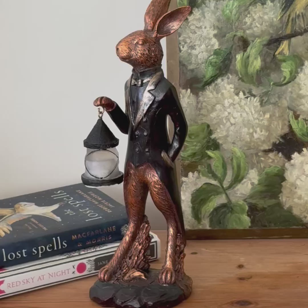 Hare Figurine with Light-Up Lantern