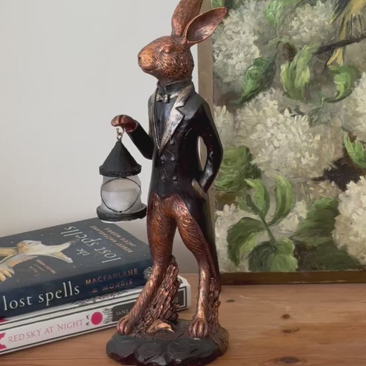 Hare Figurine with Light-Up Lantern