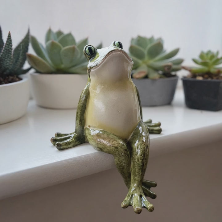 Fabulous Frog Shelf Sitter Crossed Legs