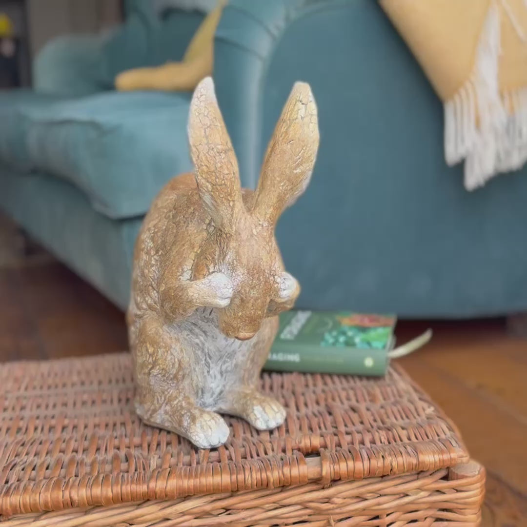 Rustic Shy Hare Ornament