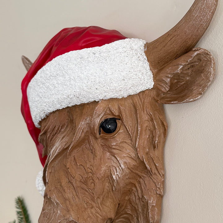 Highland cow head made from sculptured resin showing close up details